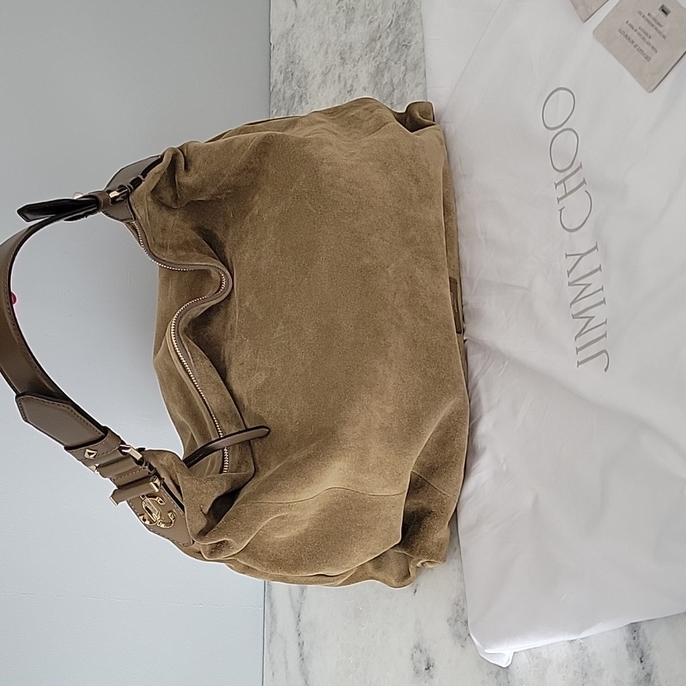 Jimmy Choo - Ana Caper Green Suede Boho Shoulder Bag